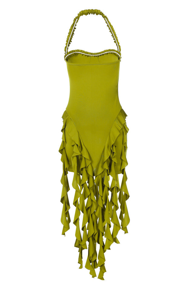 Ruffle Tassel Halter Bustier Mini Dress | Dress In Beauty