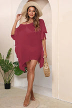 Ruffle Loose Beach Cover Up Dress - WEUXS