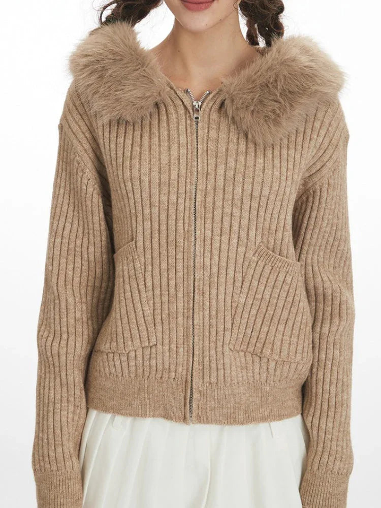 Faux Fur Hooded Cardigan Jacket - View 6 | WEUXS