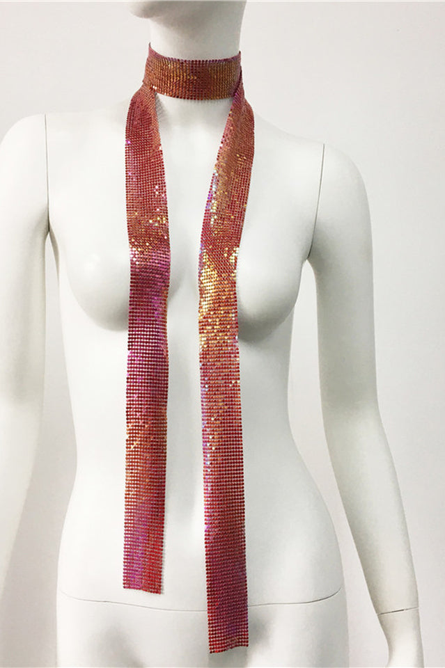 Metal Sequins Necktie Scarf | Dress In Beauty