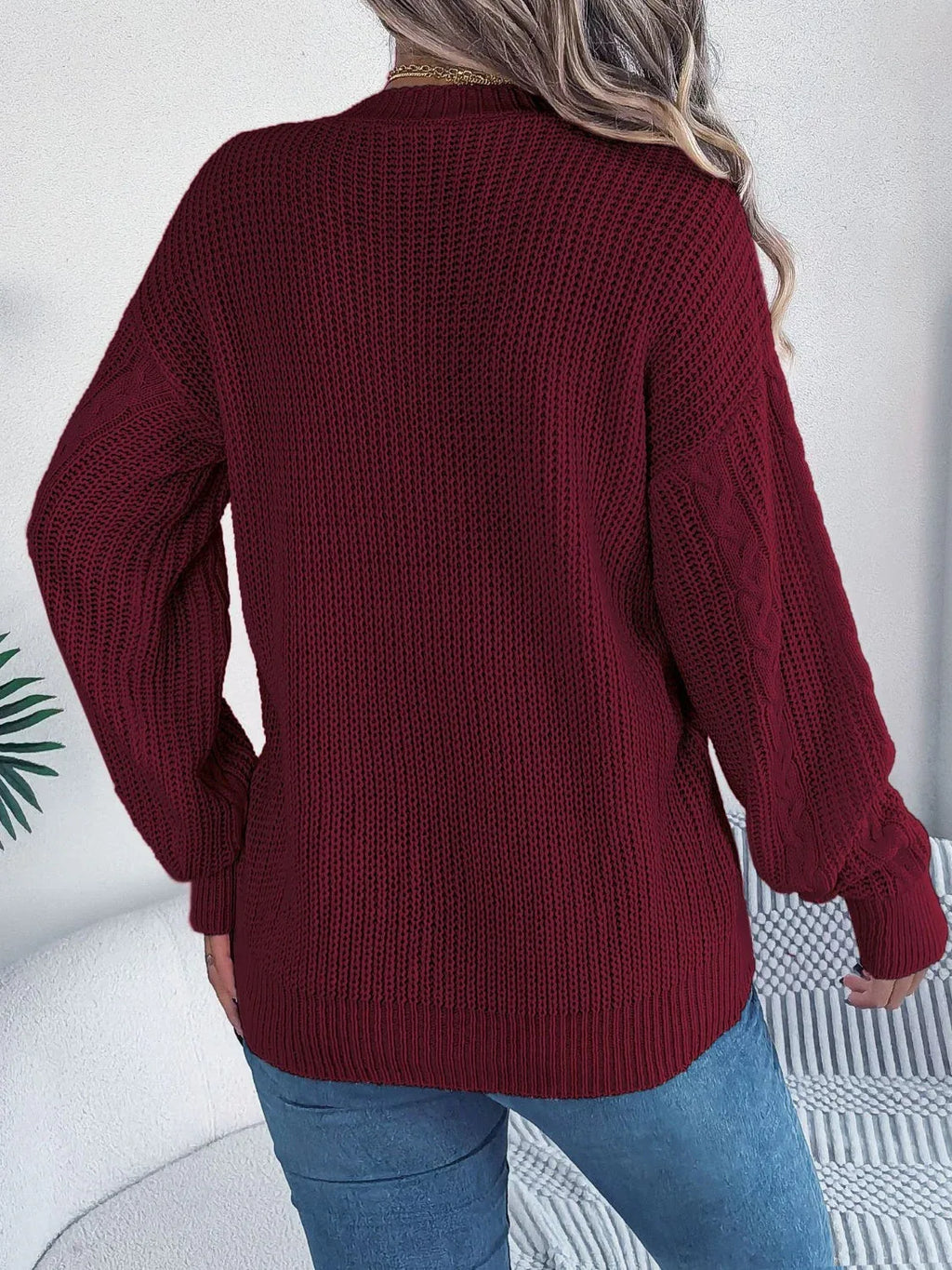 Pink Cable Knit Button Down Cardigan - View 8 | WEUXS