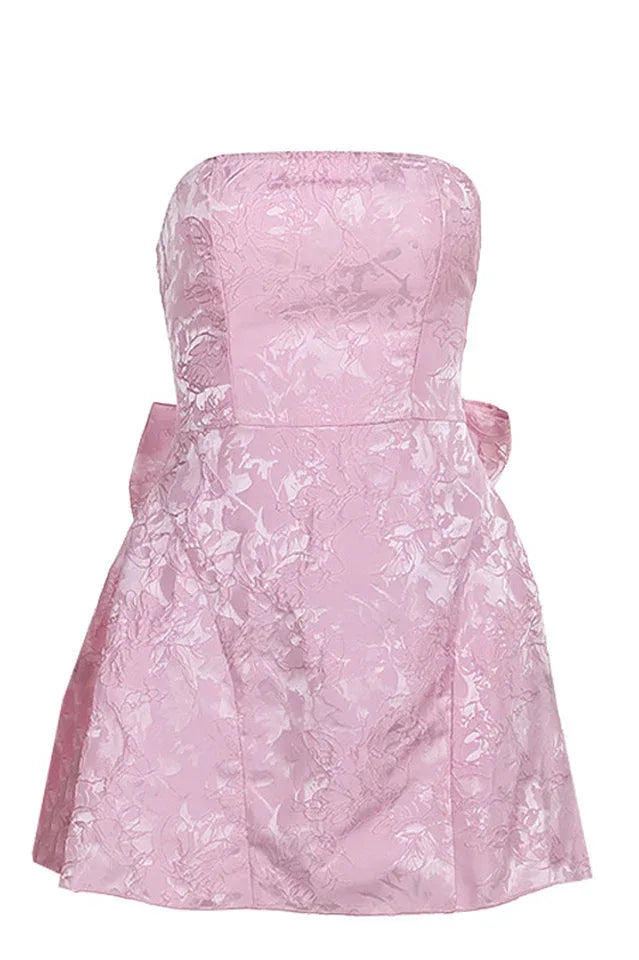 Jacquard Bow Mini Dress - View 11 | WEUXS