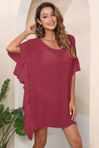 Ruffle Loose Beach Cover Up Dress - WEUXS