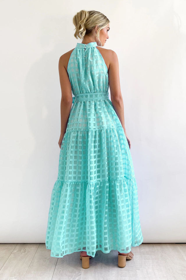 Check Halter Neck Tie Waist Maxi Dress | Dress In Beauty