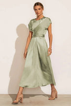Scoop A-line Satin Bridesmaid Dress - WEUXS
