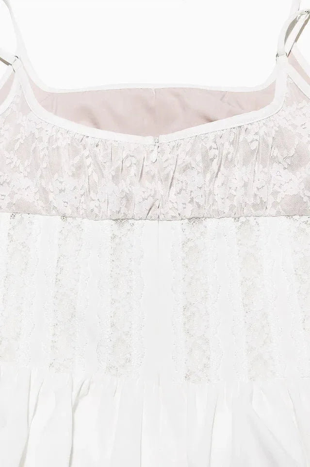 A-line mini dress with lace trim - View 9 | WEUXS