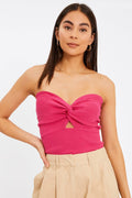 Merlaine Strapless Knotted Knit Crop Top | Dress In Beauty