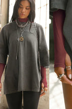 Fitted mock neck long sleeve top with exposed seams - View 21 | WEUXS