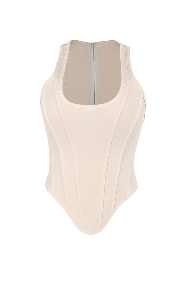Zipper Tie-Up Corset Waist Tank Top | Dress In Beauty