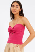 Merlaine Strapless Knotted Knit Crop Top | Dress In Beauty