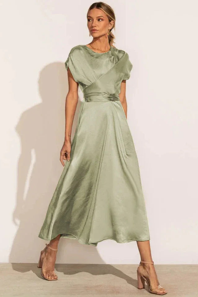 Scoop A-line Satin Bridesmaid Dress - WEUXS