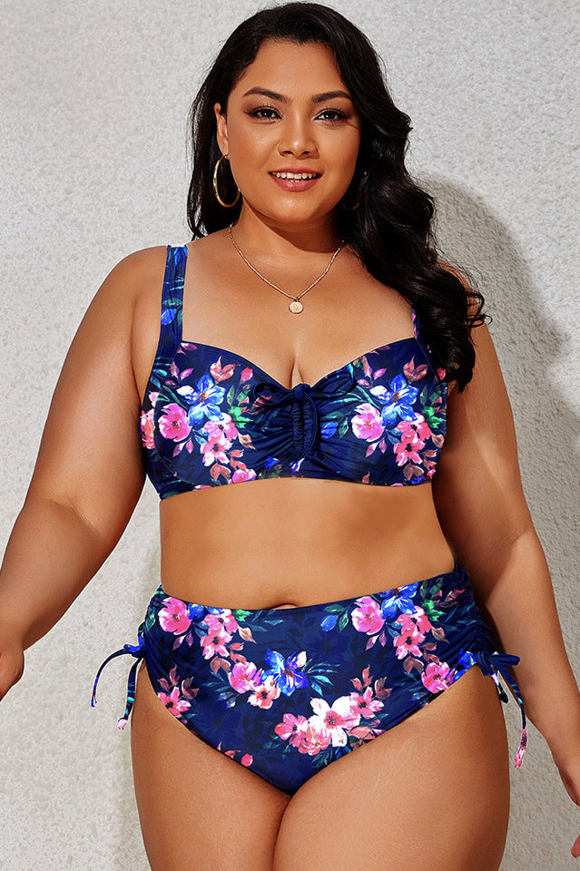 (L-4XL) Floral Adjustable Side Bikini Set | Dress In Beauty