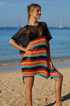 Rainbow Stripe Openwork Slit Cover Up - View 15 | WEUXS