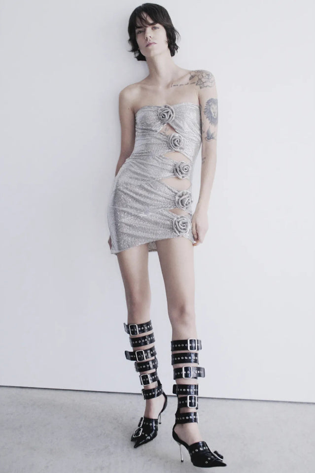 Strapless Floral Studded Dress | Dress In Beauty