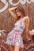Floral Vintage One Piece Swimsuit with Skirt | Dress In Beauty