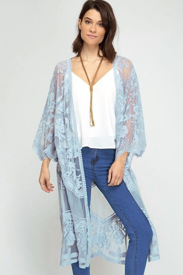 Hollow Out Lace Kimono Cover Up | Dress In Beauty