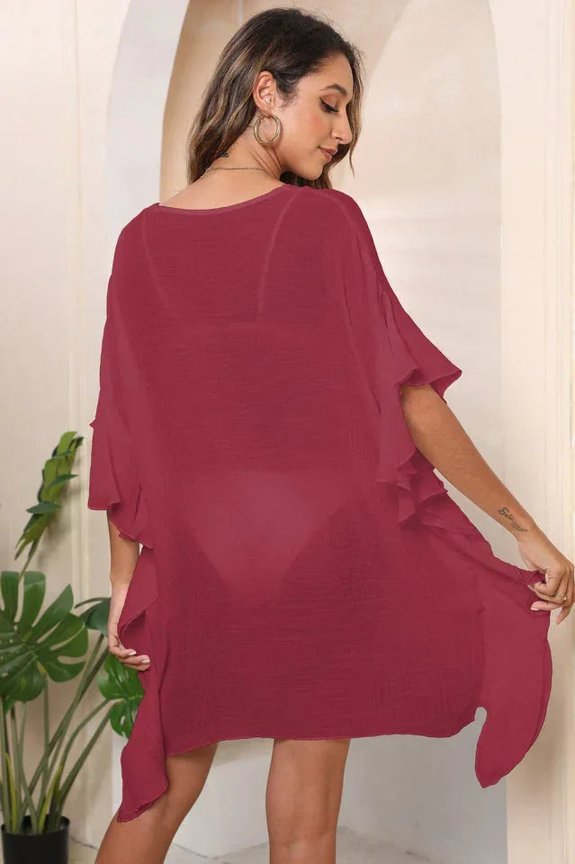 Ruffle Loose Beach Cover Up Dress - View 19 | WEUXS