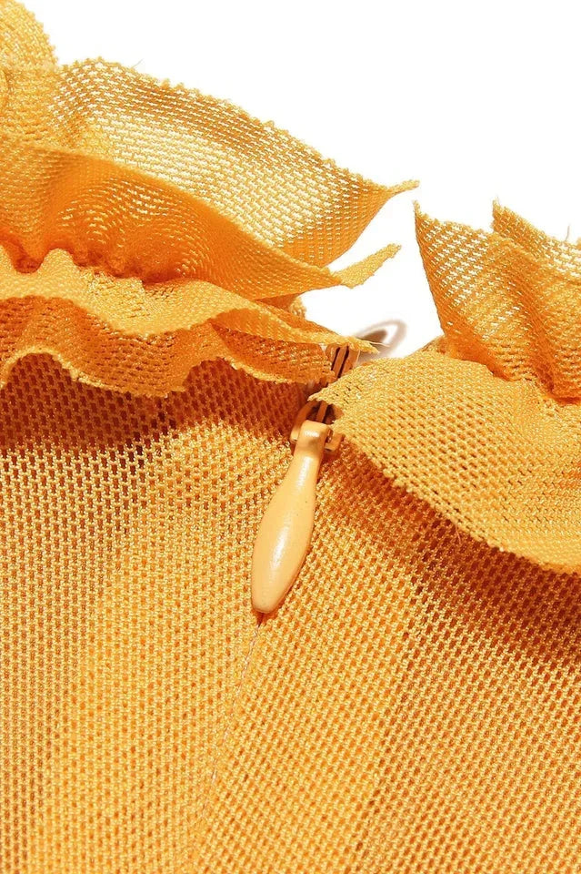 Apricot Ruffled Front Gown - View 13 | WEUXS
