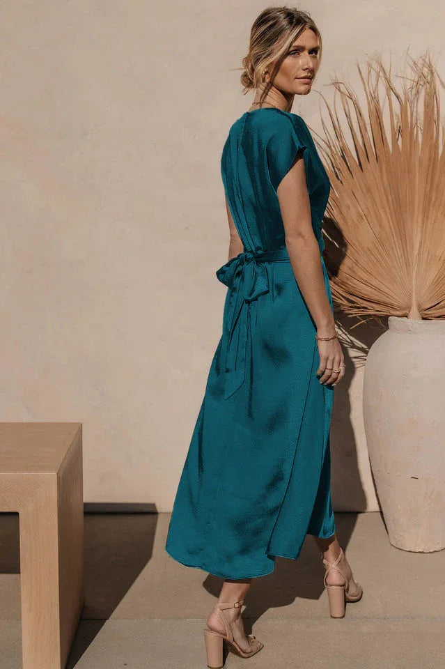 A-Line Satin Bridesmaid Dress - View 28 | WEUXS