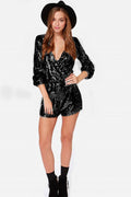 Deep V Sequin Shining Romper | Dress In Beauty