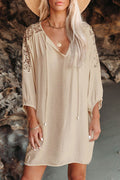 Spliced Lace Three-Quarter Sleeve Cover Up | Dress In Beauty
