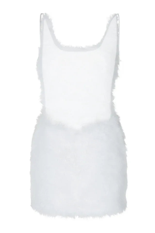 Feather trim mini dress - View 6 | WEUXS