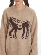Vintage Equestrian Horse Graphic Sweater - WEUXS