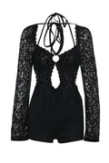 Adela Cut-Out Halter Neck Lace Playsuit | Dress In Beauty