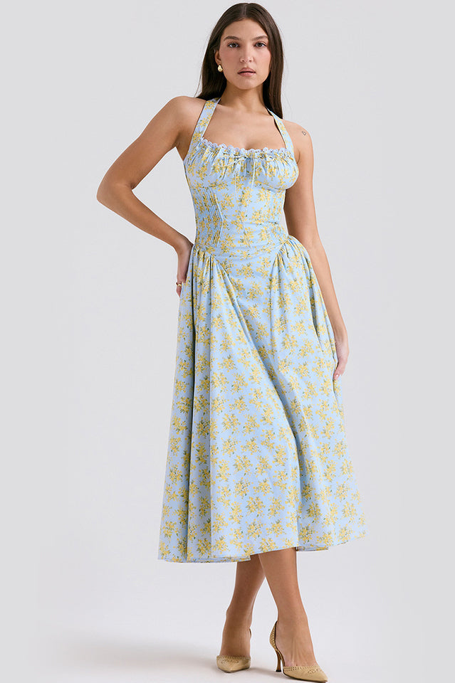 Adabella Cotton Halter Midi Sundress | Dress In Beauty