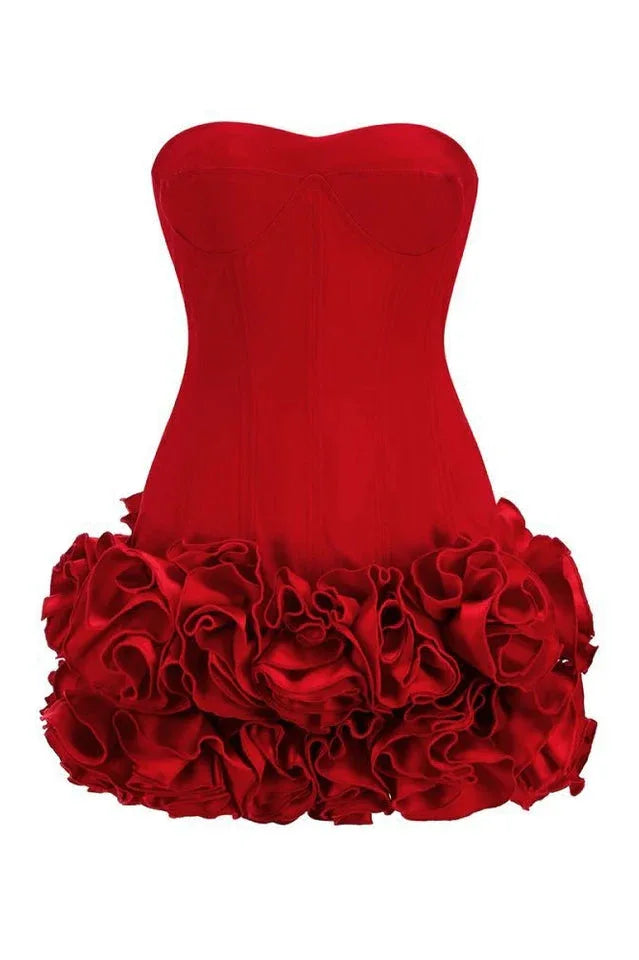 Elegant strapless rosette mini dress - View 22 | WEUXS