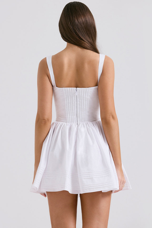Natassia White Cotton Mini Dress | Dress In Beauty