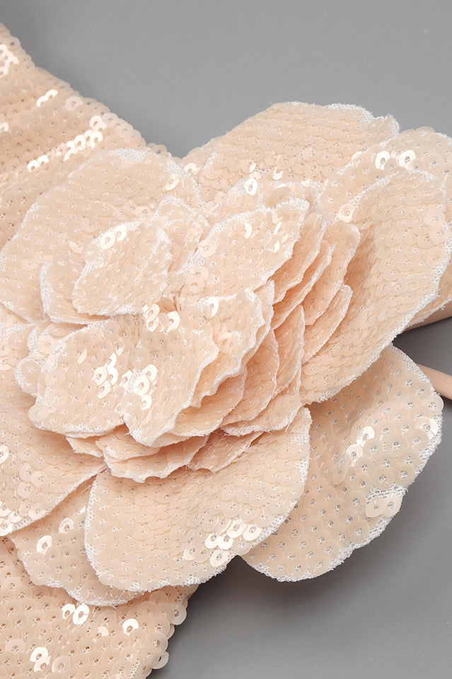 Glitter Rosette Halter Sequined Maxi Dress | Dress In Beauty