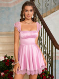 Lace Trim Fit and Flare Dress - View 19 | WEUXS