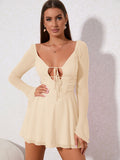 Lace up mesh mini dress - View 17 | WEUXS