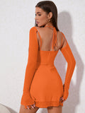 Mesh Flounce Sleeve Ruched Mini Dress - View 32 | WEUXS