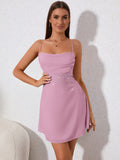 Blue Rhinestone Detail Ruched Cami Dress - View 28 | WEUXS