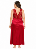 Elegant Lace Trim V-Neck Full Length Nightgown