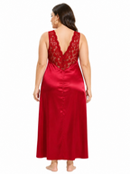 Elegant Lace Trim V-Neck Full Length Nightgown