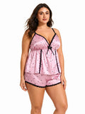 Satin Pajama Set with Lace Trim