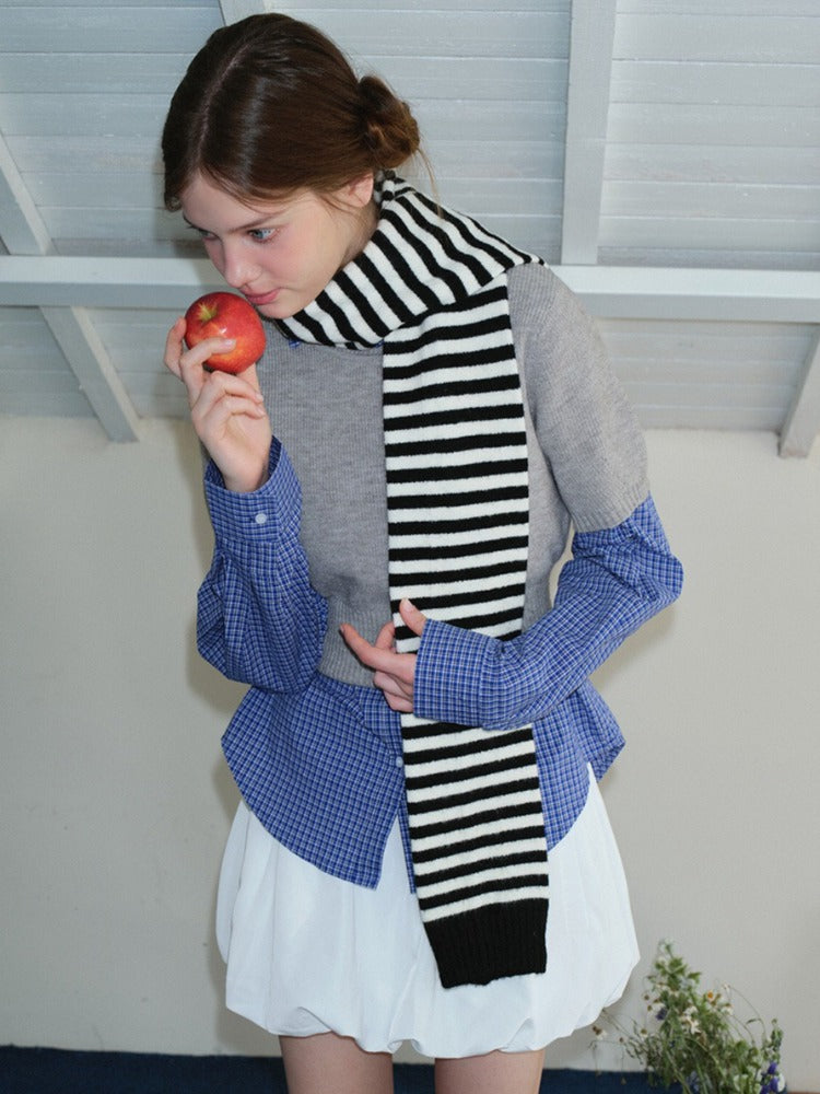 Striped knit scarf - View 7 | WEUXS