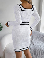 Vintage Red Square Neck Knit Dress - View 11 | WEUXS