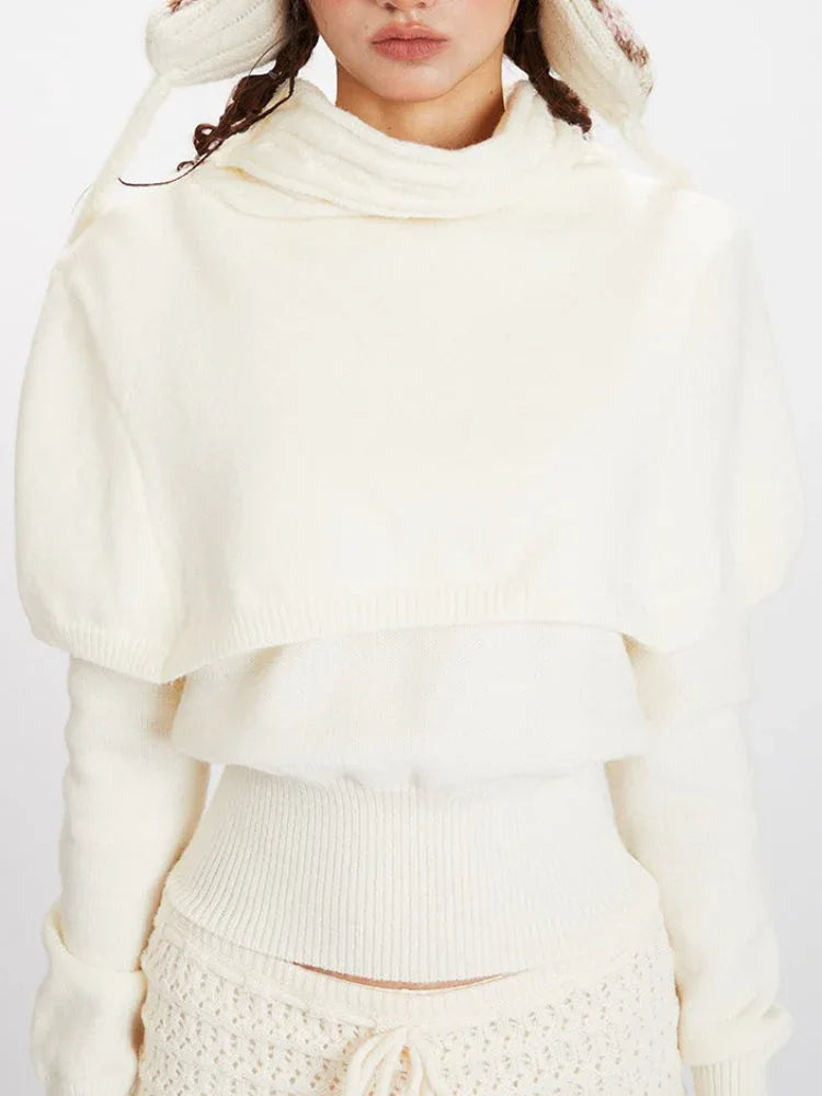 Mock Two-Piece Capelet Sweater - View 6 | WEUXS