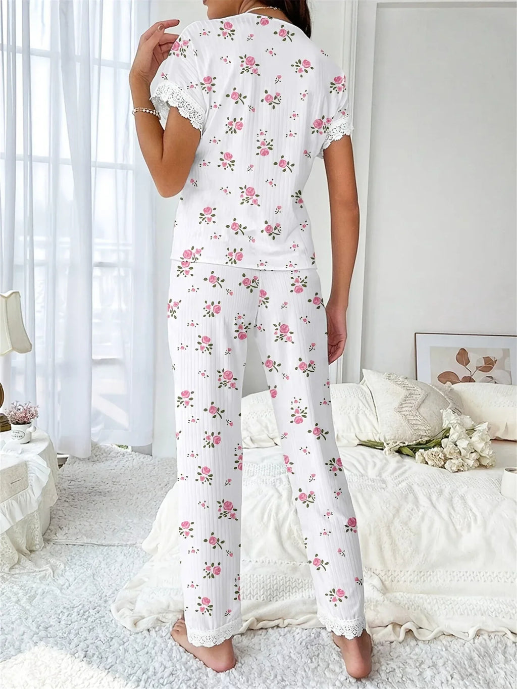 Ribbed Cherry Pajama Set - View 20 | WEUXS