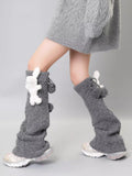 Cable knit leg warmers with teddy bear accent - View 12 | WEUXS