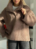 Oversized Sherpa Quarter-Button Pullover - WEUXS