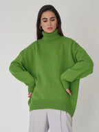 Oversized High Neck Knit Sweater - View 9 | WEUXS