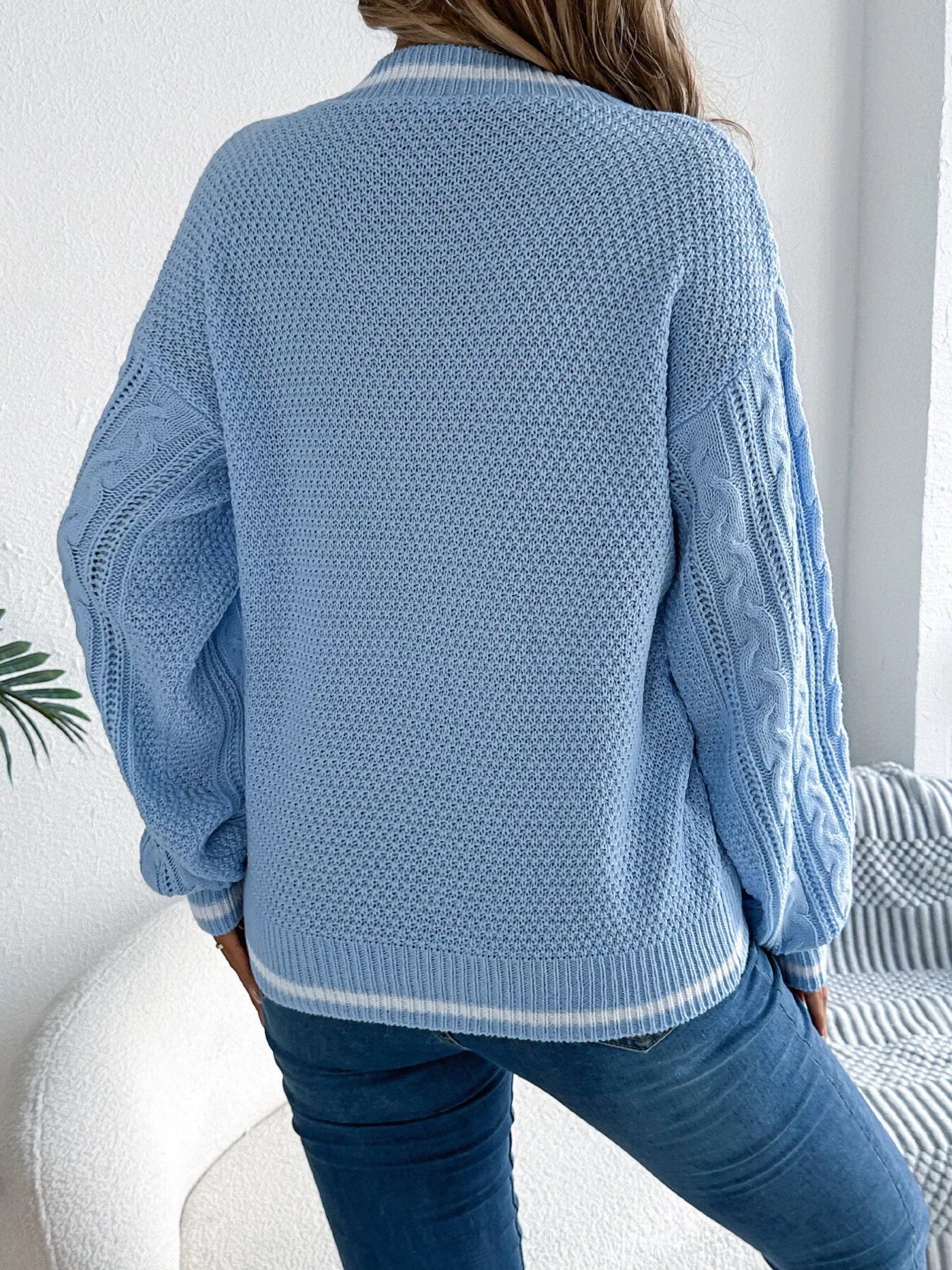 V-Neck Cable Knit Sweater Secondary image