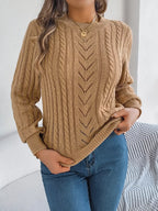 Women's Rust Cable Knit Sweater - WEUXS