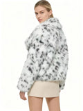 Aspen Snow Leopard Plush Faux Fur Jacket - WEUXS