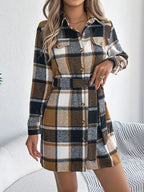 Green Plaid Belted Shirt Dress - View 11 | WEUXS